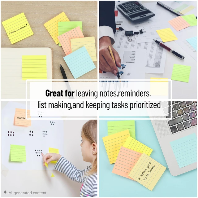Alt view image 4 of 7 - Mr. Pen Lined Sticky Notes, 3" x 3", 6 Pads, 45 Sheets per Pad