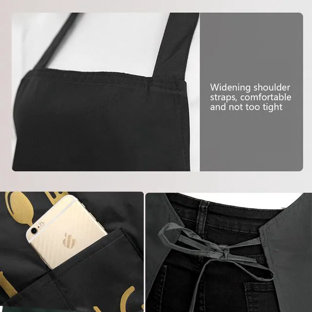 Alt view image 5 of 7 - Water-Resistant Kitchen Apron with Hand Wipe and 2 Pockets for Women, Men, Chef