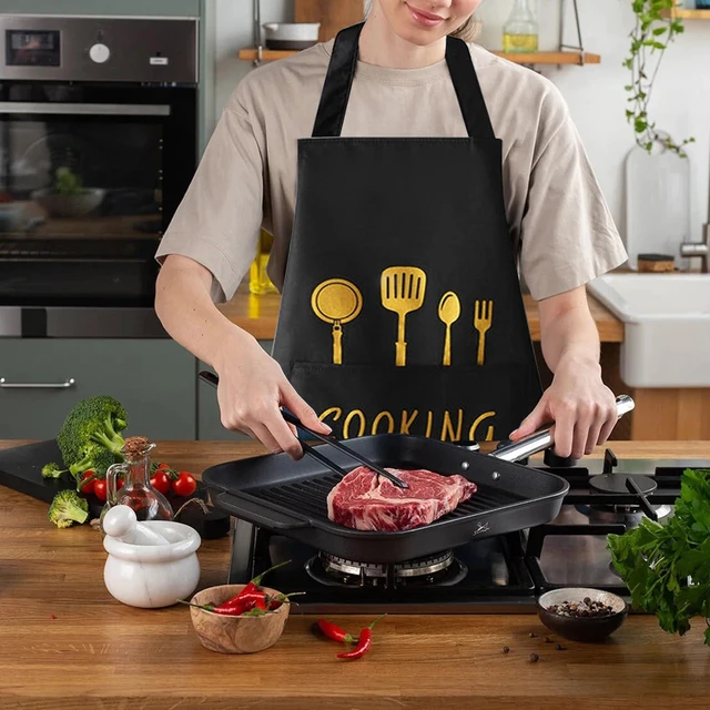 Alt view image 7 of 7 - Water-Resistant Kitchen Apron with Hand Wipe and 2 Pockets for Women, Men, Chef