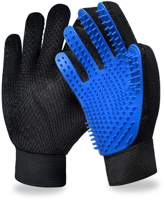 Main image of Cat Grooming Glove Brush, 1 Pair Reusable Pet Hair Remover Tool for Carpet Furniture Couch Clothes, Eco-Friendly High Efficiency (Blue)