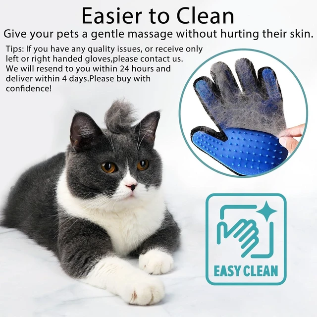 Alt view image 2 of 6 - Cat Grooming Glove Brush, 1 Pair Reusable Pet Hair Remover Tool for Carpet Furniture Couch Clothes, Eco-Friendly High Efficiency (Blue)