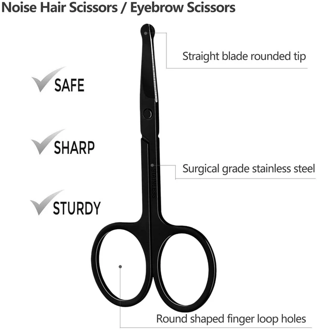 Alt view image 2 of 7 - KAJUDA Eyebrow Scissors with Comb, 3-Pack Black Grooming Scissors for Eyebrows, Nose Hair, Mustache, Beard, Eyelash - Small Facial Hair Trimmer