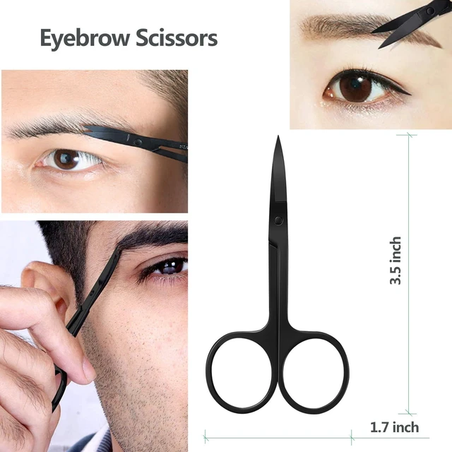Alt view image 6 of 7 - KAJUDA Eyebrow Scissors with Comb, 3-Pack Black Grooming Scissors for Eyebrows, Nose Hair, Mustache, Beard, Eyelash - Small Facial Hair Trimmer