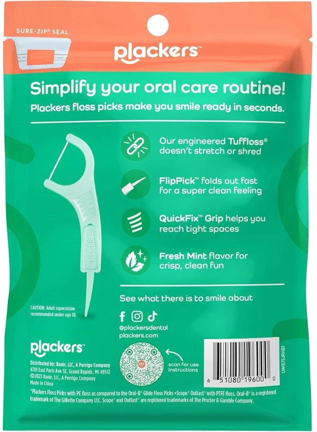 Alt view image 6 of 6 - PLACKERS Micro Mint Dental Flossers, Freshens Breath, 90 Count