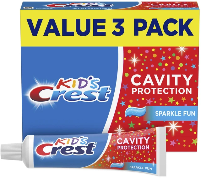 Main image of Crest Kid's Cavity Protection Toothpaste, Sparkle Fun, 4.6 Oz (Pack of 3), for Children and Toddlers 2+