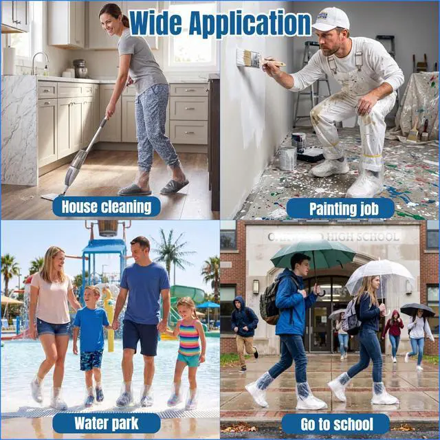 Alt view image 7 of 7 - 16 PCS Waterproof Shoe Covers, Non-Slip Thickened PE Material, Clear Rain Boot Covers for Men and Women, Rainy or Snowy Days