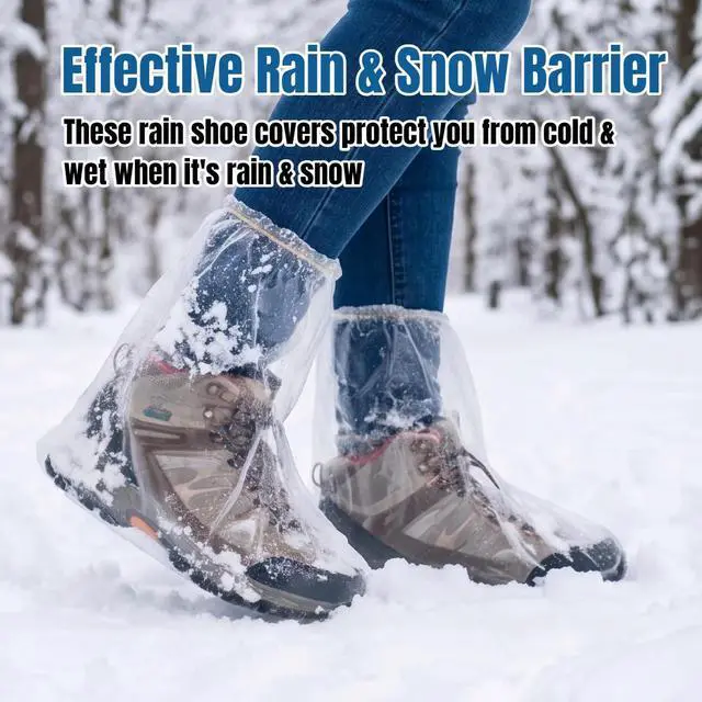 Alt view image 2 of 7 - 16 PCS Waterproof Shoe Covers, Non-Slip Thickened PE Material, Clear Rain Boot Covers for Men and Women, Rainy or Snowy Days