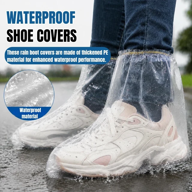 Alt view image 3 of 7 - 16 PCS Waterproof Shoe Covers, Non-Slip Thickened PE Material, Clear Rain Boot Covers for Men and Women, Rainy or Snowy Days