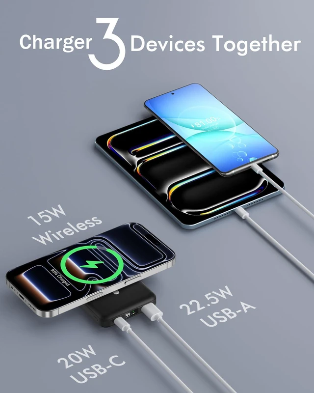 Alt view image 4 of 6 - Podoru MagSafe Power Bank 10000mAh Foldable Magnetic Portable Charger