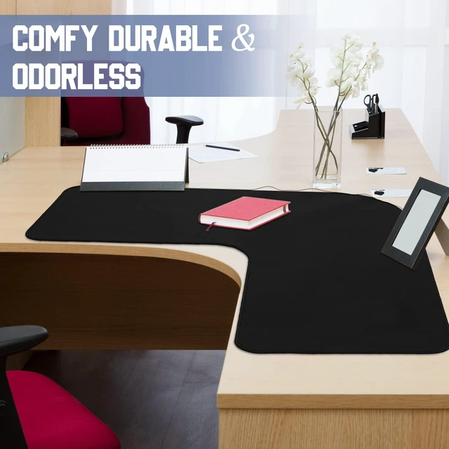Alt view image 2 of 6 - L-Shaped Desk Mat, Large Corner Mouse Pad, Waterproof Curved, Black