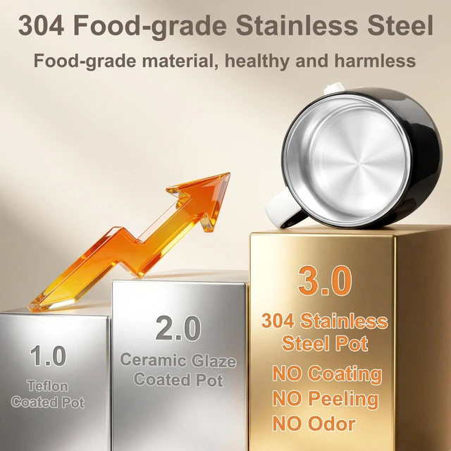 Alt view image 6 of 6 - Dezin 1.6L Electric Hot Pot, Stainless Steel with Dual Power