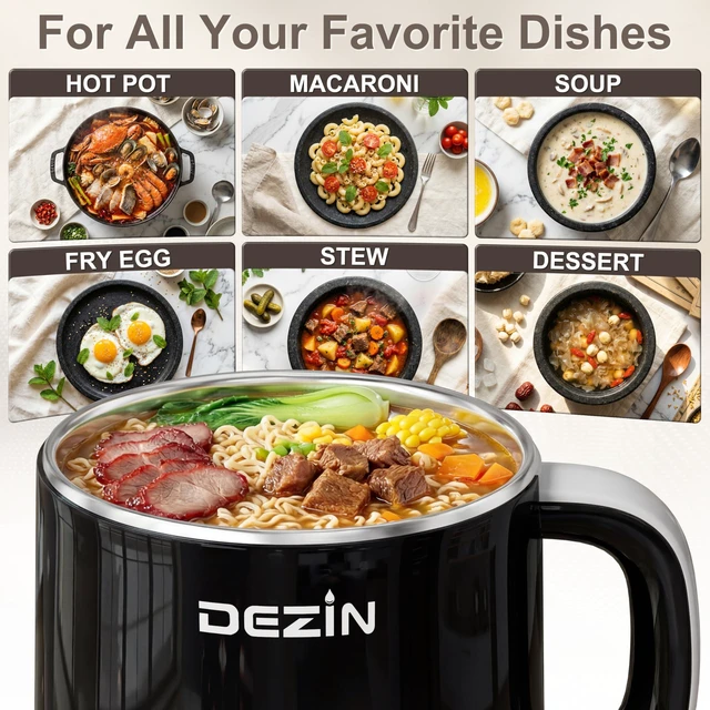 Alt view image 5 of 6 - Dezin 1.6L Electric Hot Pot, Stainless Steel with Dual Power
