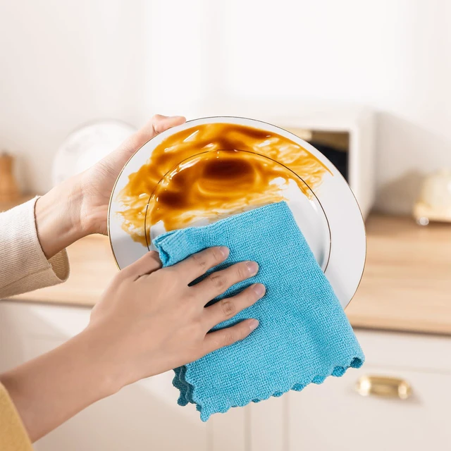 Alt view image 5 of 6 - 24 Pack Microfiber Cleaning Cloth, Highly Absorbent Reusable Lint Free Rags for House Kitchen Car Care, 11x12Inch, Multicolor
