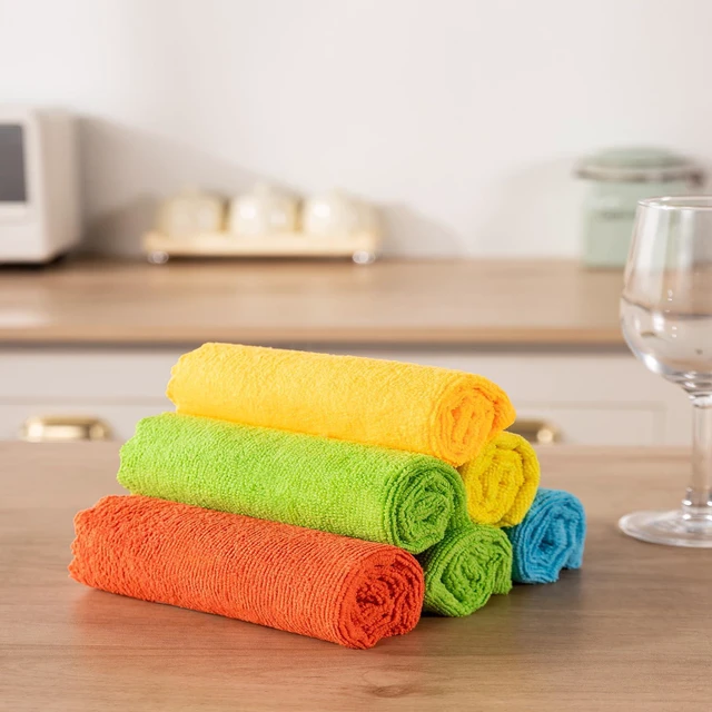 Alt view image 4 of 6 - 24 Pack Microfiber Cleaning Cloth, Highly Absorbent Reusable Lint Free Rags for House Kitchen Car Care, 11x12Inch, Multicolor