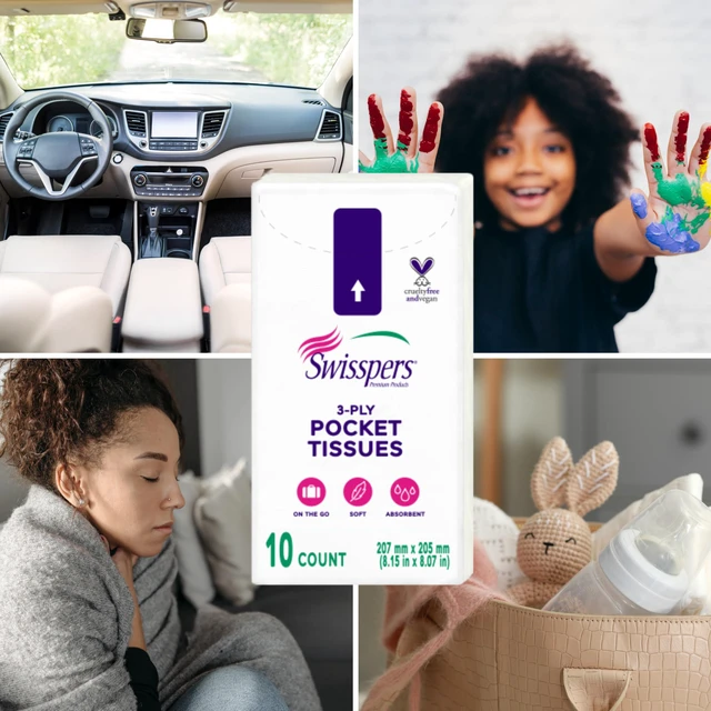 Alt view image 6 of 7 - Swisspers Pocket Tissues 3-Ply White, 10 per Pack (Pack of 8)