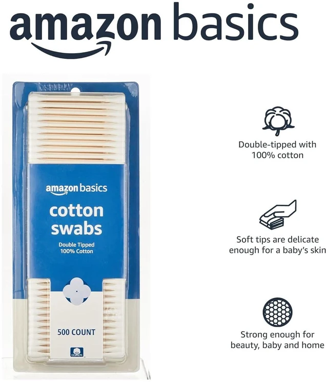 Alt view image 6 of 6 - Amazon Basics Double-Tipped Cotton Swabs, 500 Count