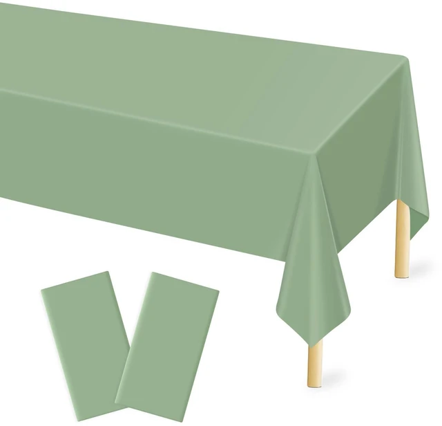 Main image of Mulbozy 2 Pcs Sage Green Plastic Disposable Table Cloth 54x108Inches