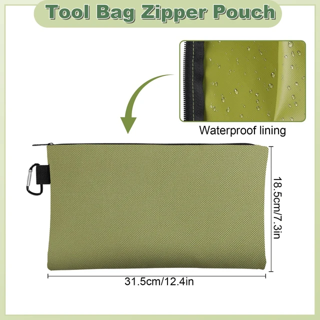 Alt view image 5 of 7 - Rindion Premium Tool Zipper Pouch, 12.4x7.3 Inch, with Carabiner, Multipurpose Storage Organizer for Tools, Stationery, Small Items, 2-Pack