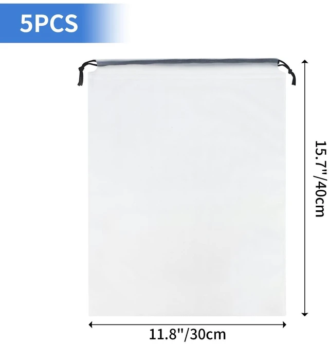 Alt view image 7 of 7 - Clear Travel Shoe Bags 5-Pack 15.7x11.8in - Waterproof Drawstring Organizers for Packing, Essential Travel Gear for Men and Women