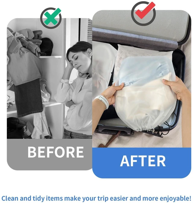 Alt view image 2 of 7 - Clear Travel Shoe Bags 5-Pack 15.7x11.8in - Waterproof Drawstring Organizers for Packing, Essential Travel Gear for Men and Women