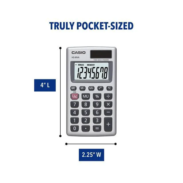 Alt view image 5 of 6 - Casio HS-8VA Mini 6-Function Calculator