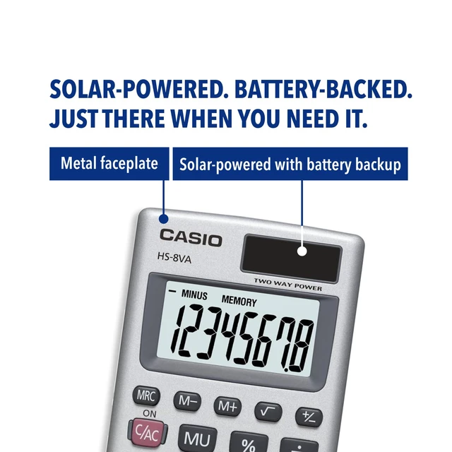 Alt view image 2 of 6 - Casio HS-8VA Mini 6-Function Calculator