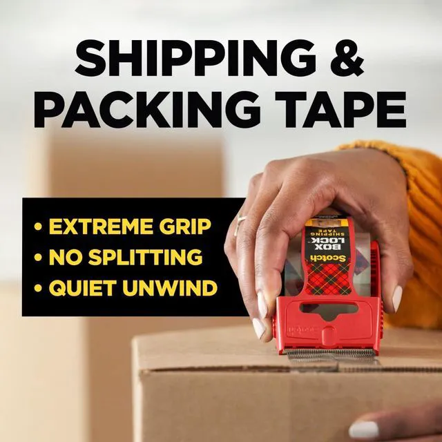 Alt view image 2 of 6 - Scotch Box Lock Packing Tape, Clear, 1.88in x 1000in, 1 Refill Roll