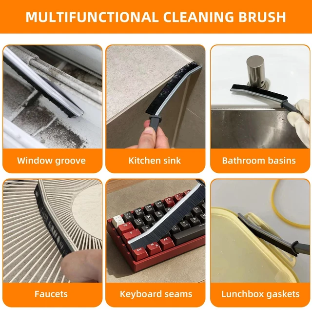 Alt view image 2 of 6 - 3Pcs Hard-Bristled Crevice Cleaning Brush, Multifunctional Thin Gap Scrub Brush for Bathroom, Kitchen, Window, Toilet, Grout, Faucets, Car