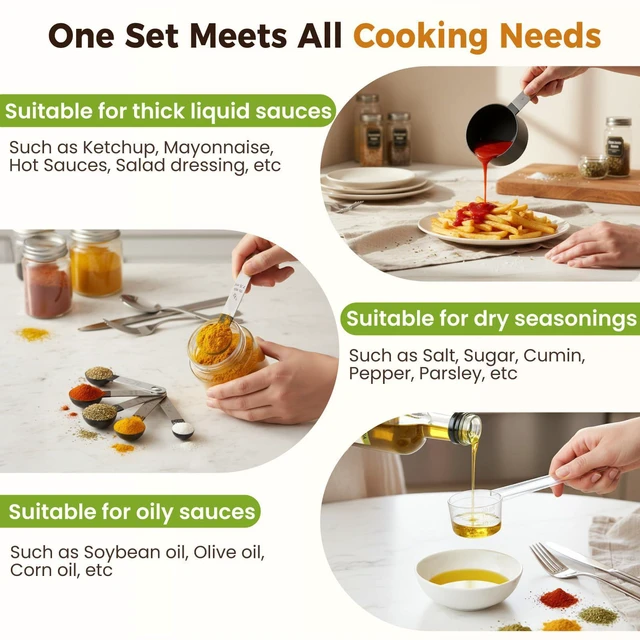 Alt view image 6 of 7 - 16PCS Measuring Cups and Spoons Set, Metric and US Measurements, Dry and Liquid, Black