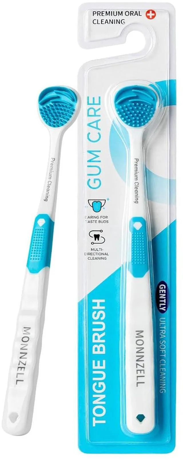 Main image of Silicone Tongue Scraper & Brush for Adults, Soft Flexible Bristles, Non-Metal, Removes Tongue Coating & Food Residue for Fresh Breath