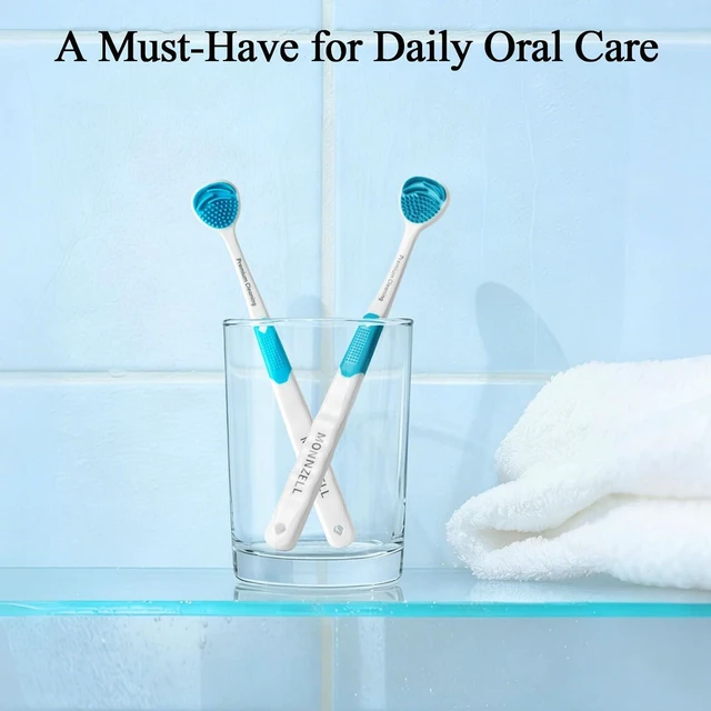 Alt view image 6 of 6 - Silicone Tongue Scraper & Brush for Adults, Soft Flexible Bristles, Non-Metal, Removes Tongue Coating & Food Residue for Fresh Breath
