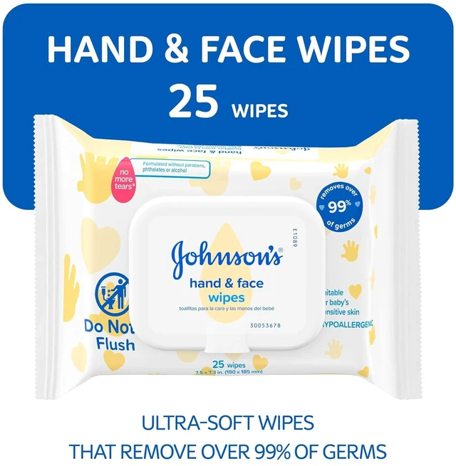 Alt view image 6 of 7 - Johnson's Baby Disposable Hand & Face Cleansing Wipes, 25ct