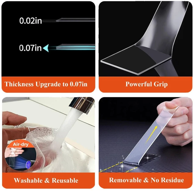 Alt view image 5 of 6 - Double Sided Heavy Duty Extra Strong Removable Nano Tape - 1.2Inch x 10Ft - Clear Multipurpose Mounting Tape for Posters, Carpet, Rugs, Pictures, Wall, Outdoor