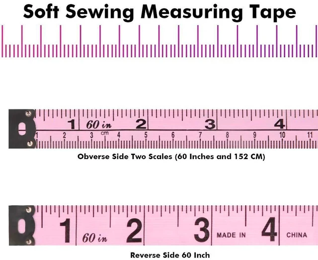 Alt view image 2 of 6 - VAXATO 2PCS Retractable Dual Sided Measuring Tape, 60 Inch/1.5M, Pink, for Body Sewing Fabric Tailor Cloth Craft