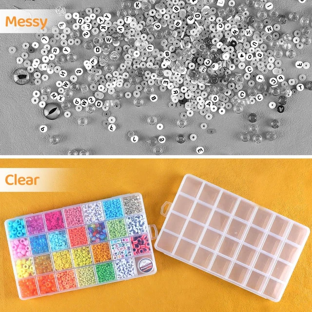 Alt view image 5 of 6 - Eppingwin 28 Grids Bead Organizer, Acrylic Plastic Craft Storage Box