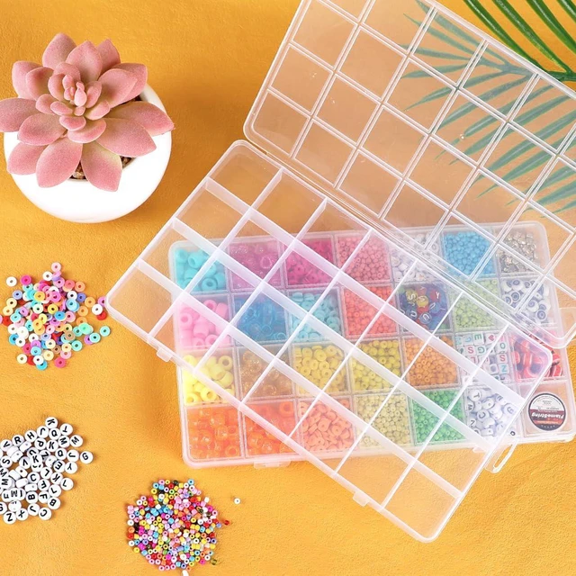 Alt view image 2 of 6 - Eppingwin 28 Grids Bead Organizer, Acrylic Plastic Craft Storage Box