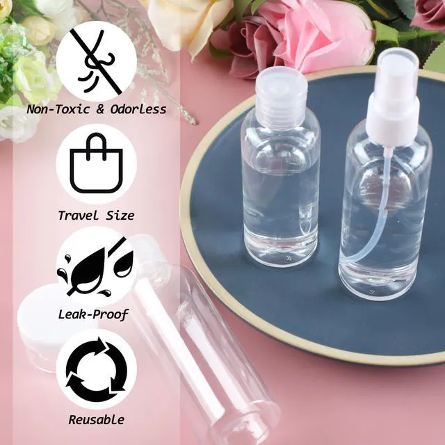 Alt view image 2 of 7 - Ninsula 8Pcs Travel Bottles Set, TSA Approved Travel Size, Reusable Leak-Proof Cosmetic Containers for Shampoo, Conditioner, Cream - Travel Essentials for Men and Women