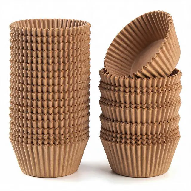 Main image of 200 Paper Cupcake Liners, Brown, Grease Proof, No Smell, Food Grade, for Muffins, Cupcakes and Desserts