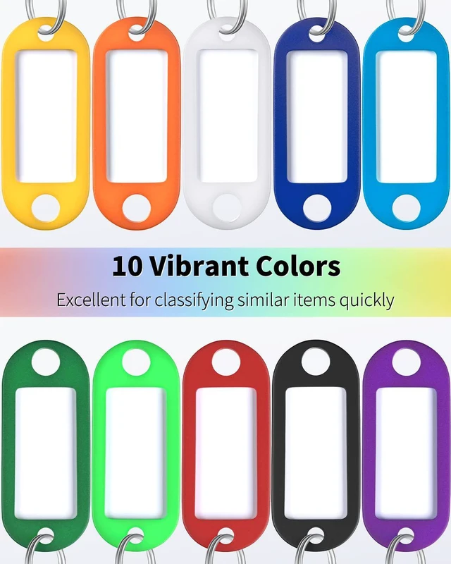 Alt view image 3 of 6 - Uniclife 40 Pack Tough Plastic Key Tags with Split Ring Label Window, Assorted Colors