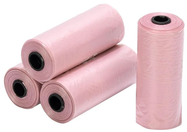 Main image of Ginsco 0.8Gallons Disposable Plastic Trash Bags for Mini Car Trash Can, Car/Home/Office, 4Rolls/60Counts, Pink