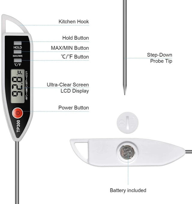 Alt view image 7 of 7 - Digital Instant Read Meat Candy Kitchen Thermometer for BBQ Grill Oil Milk Bath Water Deep Fry Candle