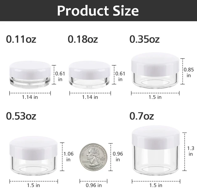 Alt view image 6 of 7 - Accmor 10-Piece Makeup Travel Containers with Lids, 0.11/0.18/0.35/0.53/0.7oz Cosmetic Jars, 5 Mini Spatulas, Plastic Travel Storage, White