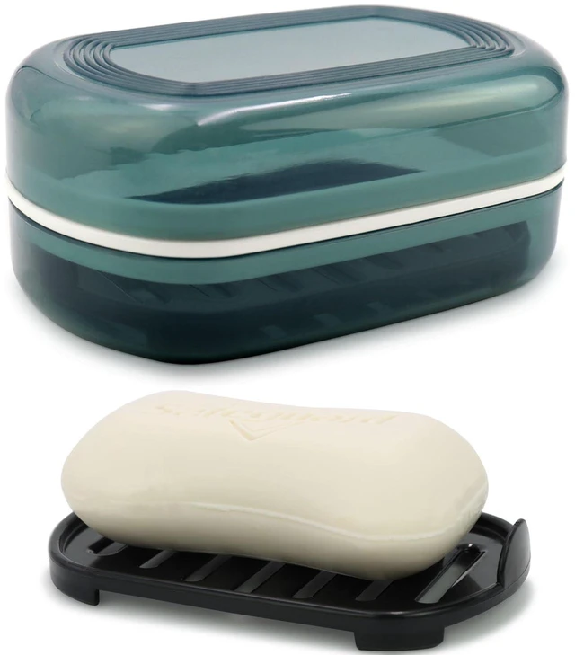 Main image of Portable Soap Holder with Lid for Travel, Camping, Gym, Bathroom - Blue