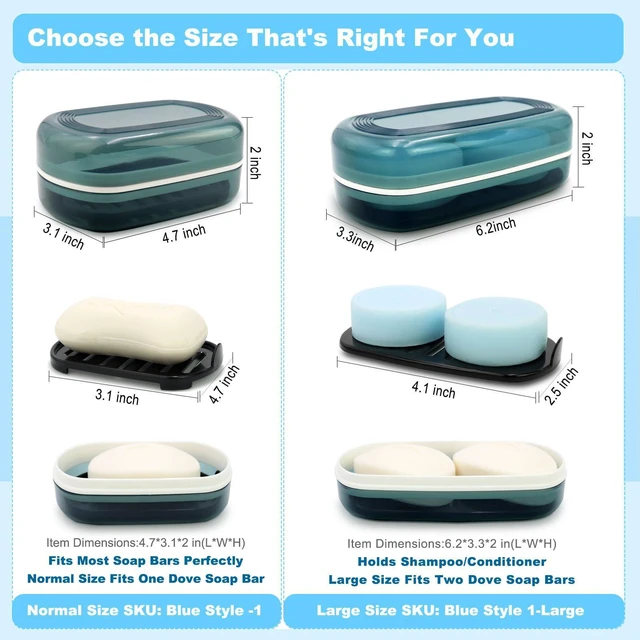 Alt view image 6 of 7 - Portable Soap Holder with Lid for Travel, Camping, Gym, Bathroom - Blue