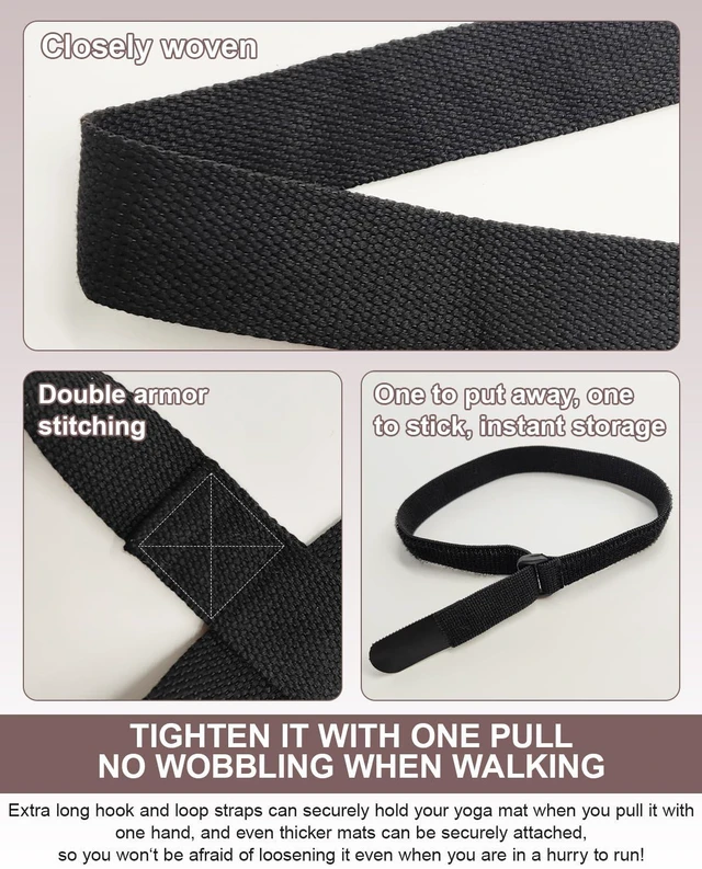 Alt view image 7 of 7 - Adjustable Hook-and-Loop Yoga Mat Strap Carrier for Most Mats