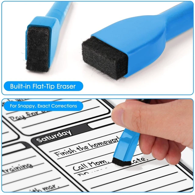 Alt view image 2 of 6 - Maxtek 6 Count Colorful Magnetic Dry Erase Markers, Fine Tip with Eraser, Low Odor, for Calendar Boards