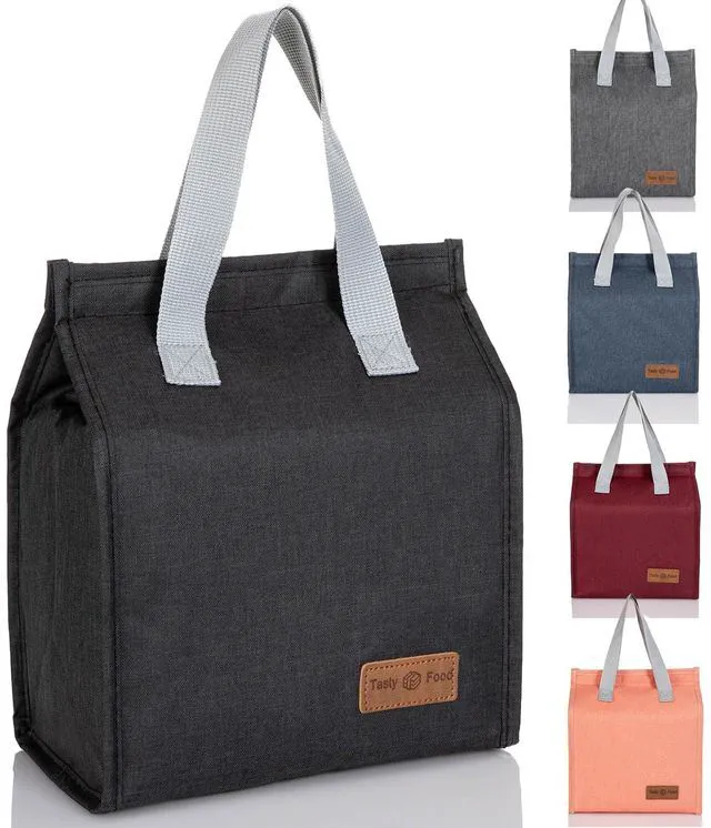 Main image of Smile Rainbow Insulated Lunch Bag, Leakproof Cooler Tote, Reusable Lunch Box for Office Work Picnic Hiking Beach, Black