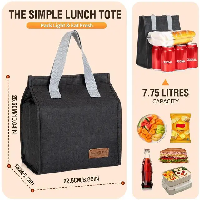 Alt view image 6 of 6 - Smile Rainbow Insulated Lunch Bag, Leakproof Cooler Tote, Reusable Lunch Box for Office Work Picnic Hiking Beach, Black