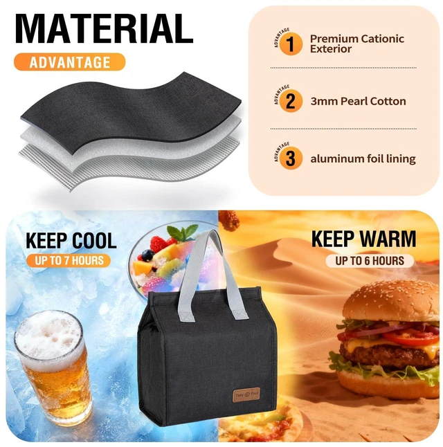 Alt view image 4 of 6 - Smile Rainbow Insulated Lunch Bag, Leakproof Cooler Tote, Reusable Lunch Box for Office Work Picnic Hiking Beach, Black