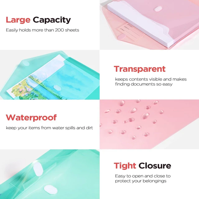 Alt view image 2 of 6 - Sooez 10-Pack Clear Plastic Envelopes and File Folders